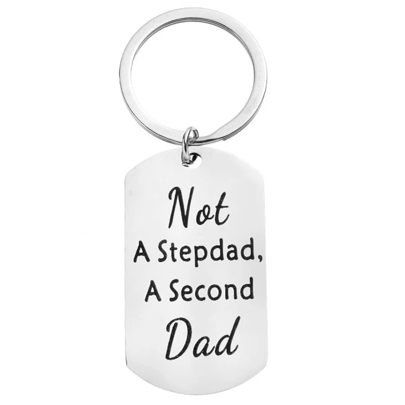 Step Dad Keychain Father's Day Gifts - Step Dad Gifts from Stepdaughter Son Kids, Not A Stepdad a Second Dad Keychain Gifts