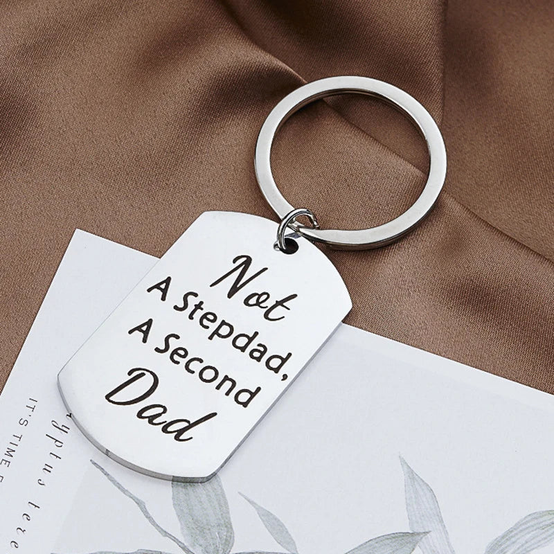 Step Dad Keychain Father's Day Gifts - Step Dad Gifts from Stepdaughter Son Kids, Not A Stepdad a Second Dad Keychain Gifts