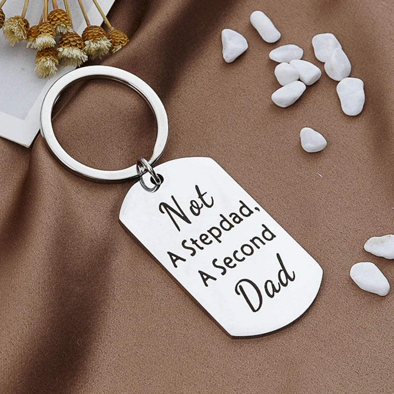 Step Dad Keychain Father's Day Gifts - Step Dad Gifts from Stepdaughter Son Kids, Not A Stepdad a Second Dad Keychain Gifts