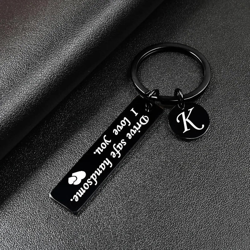 Drive Safe Keychain 26 Letters Key Chains Gifts for Boyfriend Couple Husband Dad Christmas Birthday Valentines Day Gifts