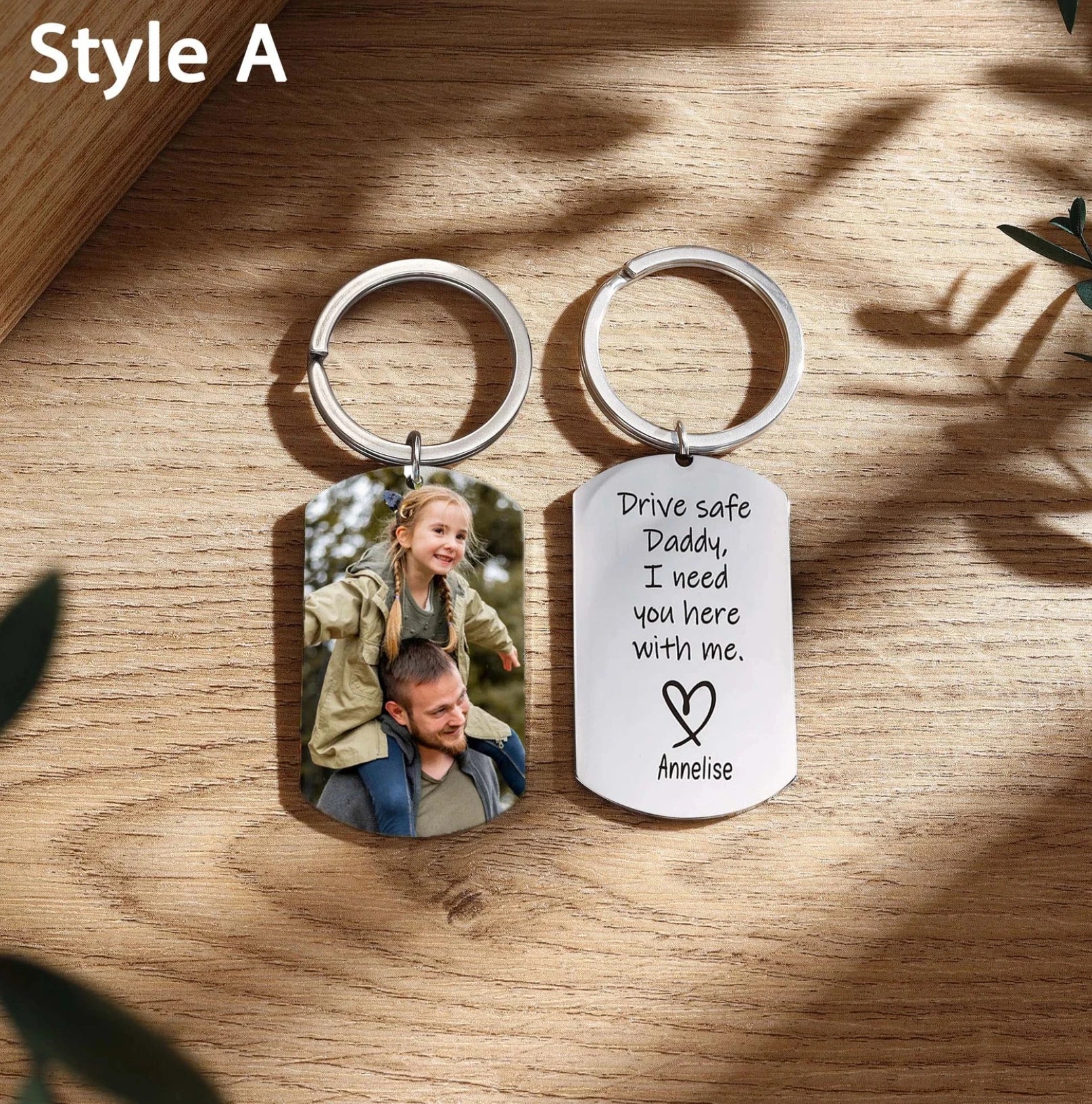 Personalized Drive Safe Keychain — Custom Photo Father's Day Gift for Dad