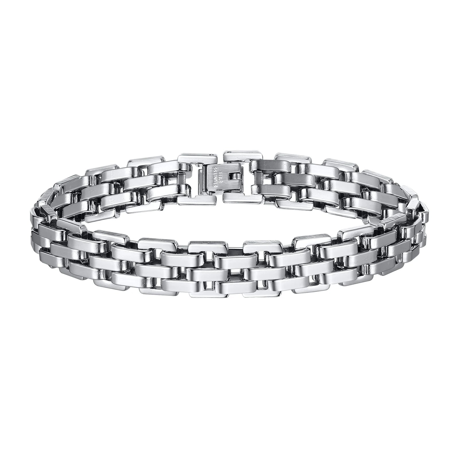 Vnox Stylish Strap Chain Bracelets for Men Gift Jewelry, 10.7MM Wide Stainless Steel Links Wristband, Father's Day Gift Dad