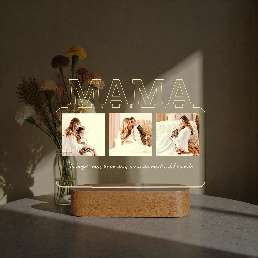 Personalized Photo Text Acrylic Night Light Custom Bedside Lamp with Message Unique Mother's Day Birthday Gift for Mom ﻿