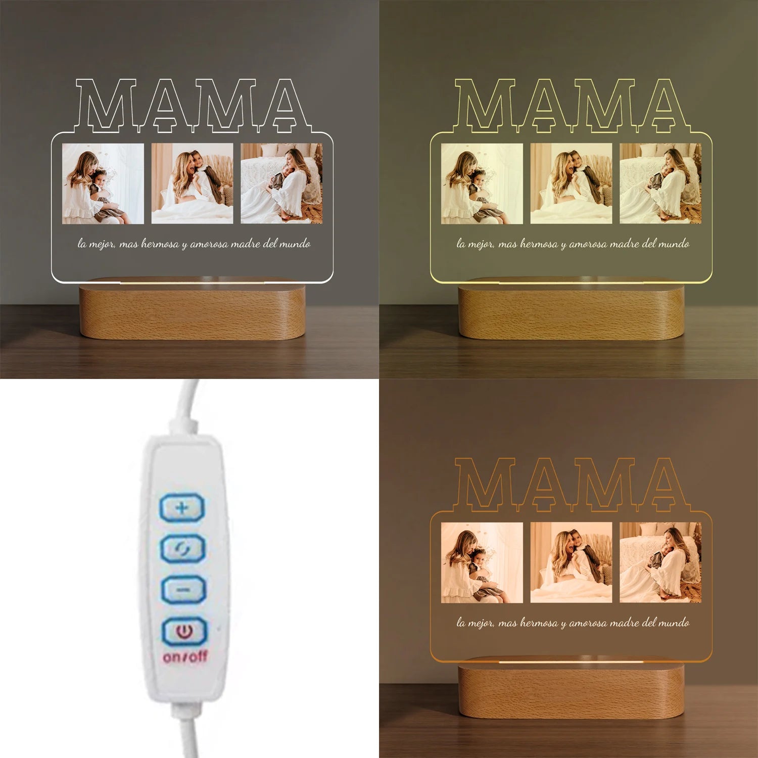 Personalized Photo Text Acrylic Night Light Custom Bedside Lamp with Message Unique Mother's Day Birthday Gift for Mom ﻿