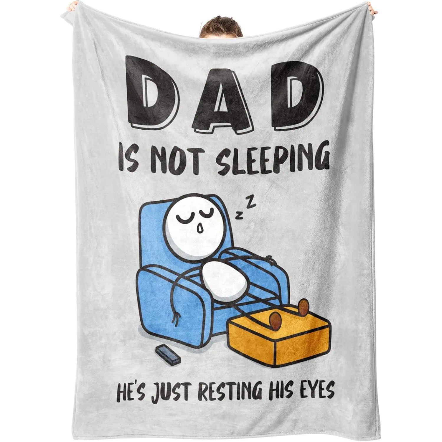 Dad Is Not Sleeping He's Just Resting His Eyes Funny Fleece Blanket Gift for Father Dad Joke Throw Home Decor Cozy Bedding