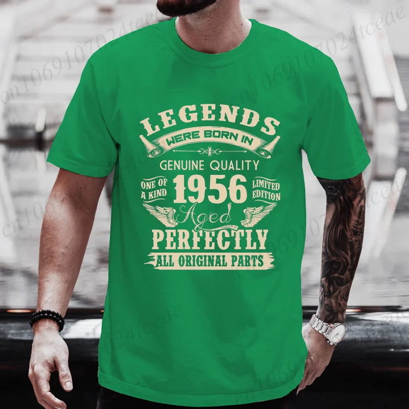 Vintage 1956 69th Birthday Men's Tees Birthday Made in 1956 Shirt of Dad Legends Were Born in 1956 Perfectly Shirt Gift for Dad