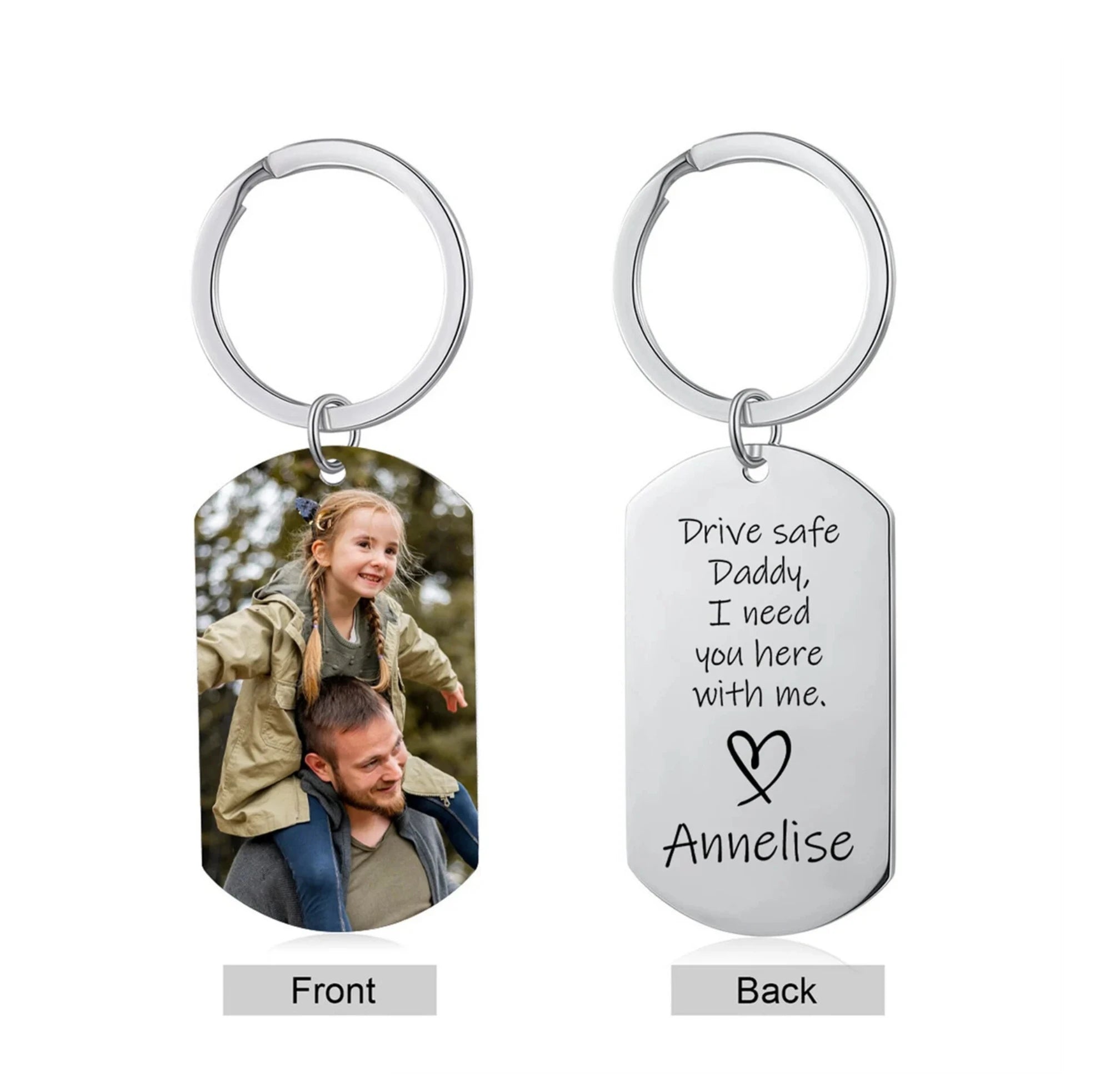 Personalized Drive Safe Keychain — Custom Photo Father's Day Gift for Dad
