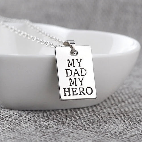 1pc "My Dad My Hero" Pendant Necklace Father's Day Gift Sentimental Keepsake Jewelry for Men