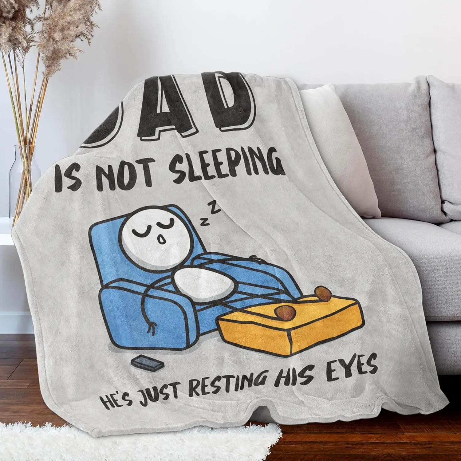 Dad Is Not Sleeping He's Just Resting His Eyes Funny Fleece Blanket Gift for Father Dad Joke Throw Home Decor Cozy Bedding