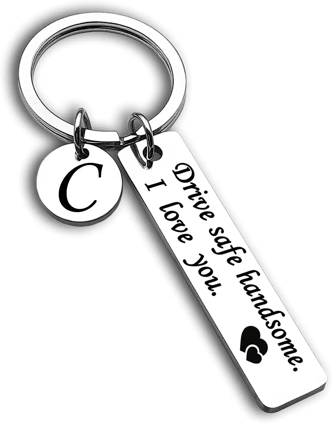 Drive Safe Keychain 26 Letters Key Chains Gifts for Boyfriend Couple Husband Dad Christmas Birthday Valentines Day Gifts