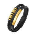 Vnox Personalized Braided Leather Bracelet for Men Handmade Triple Woven Pu Leather Bracelet Custom Name Text Jewelry Gifts