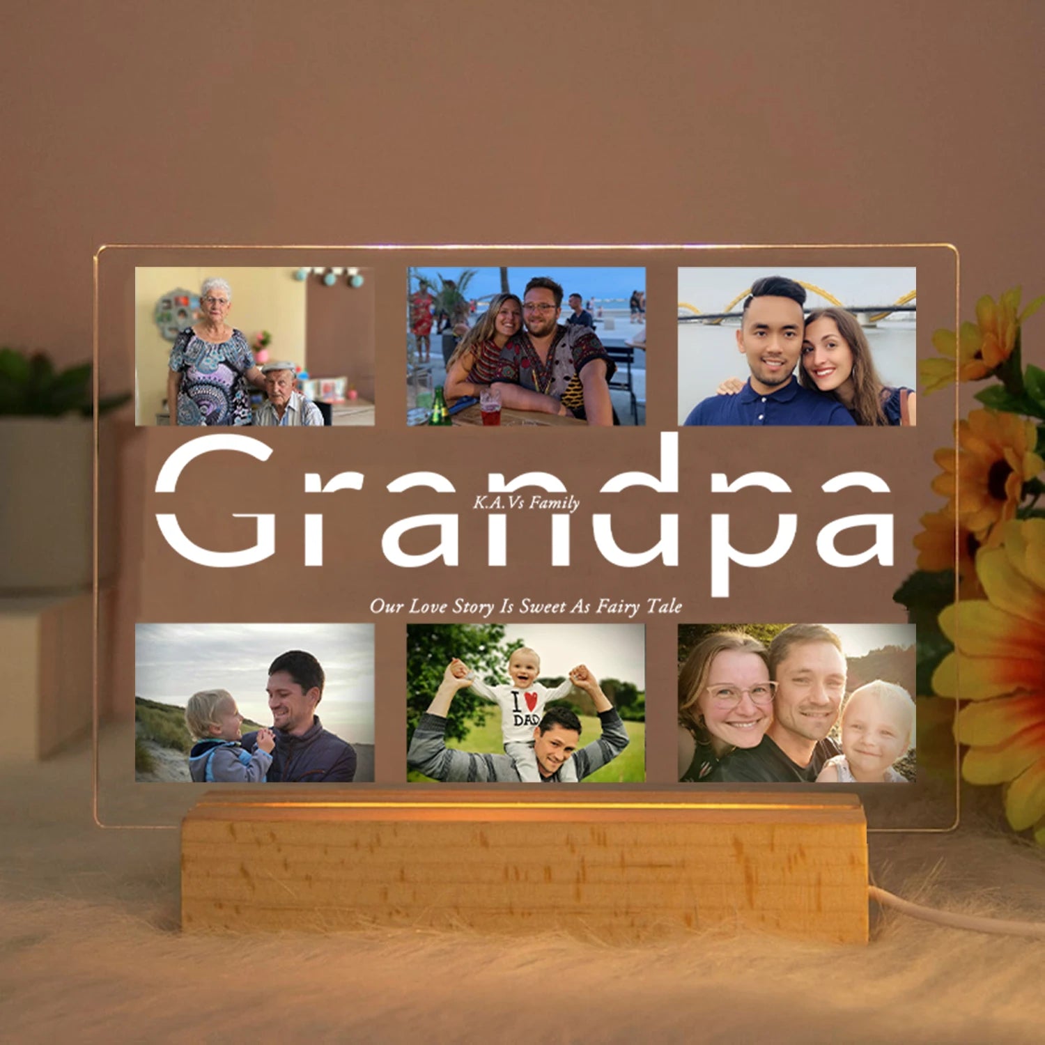 Custom Acrylic Lamp Personalized Photo Text Bedroom Night Light MOM DAD LOVE Friend Family Day Wedding Birthday Christmas Gift