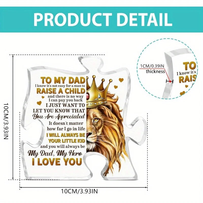 Personalized Dad Keepsake: Puzzle Acrylic Sign (Daughter/Son). Thank You Gift – Father’s Day (Grandpa/Stepdad/Father-in-law).