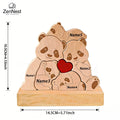 Personalized Wooden Bear Puzzle Home Decor Custom Name Accommodates 2-5 Names Rustic Style Wooden Bear Mother's Day Gift