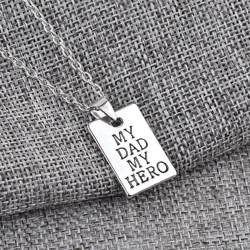 1pc "My Dad My Hero" Pendant Necklace Father's Day Gift Sentimental Keepsake Jewelry for Men