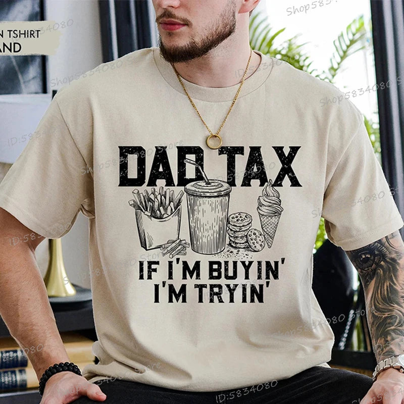 Funny Gift for Fathers Day Dad Tax Shirt Gift for Husband Summer Vintage T Shirts Crew Neck Dad Tax Fashion Short Sleeve Tee