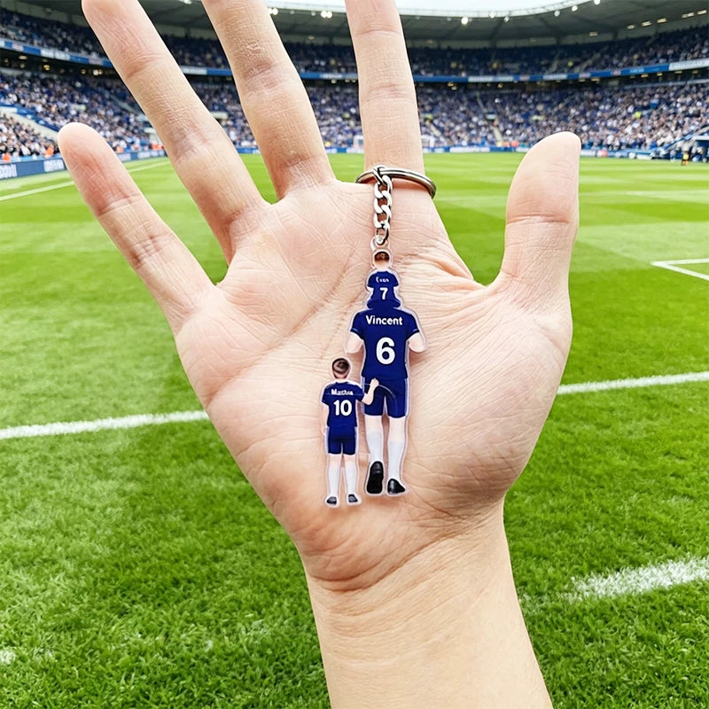 Custom Football Team Pendant Keychain Custom Football Player Team Name Number Personalized Custom Father's Day Keychain Dad Gift
