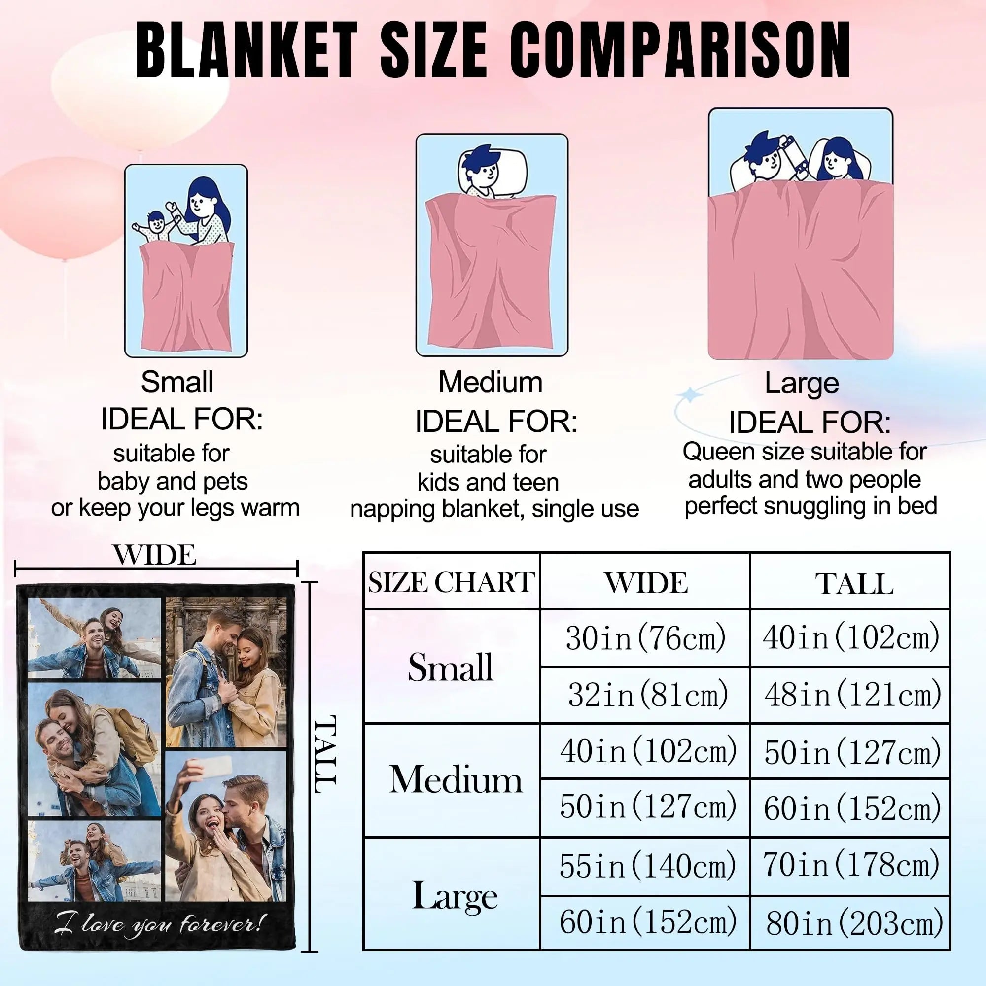 1pc Customized Blanket With Your Family Photo Warm Personalized Blankets for Lover Mom for Mothers' Day Fathers Bithday Gifts