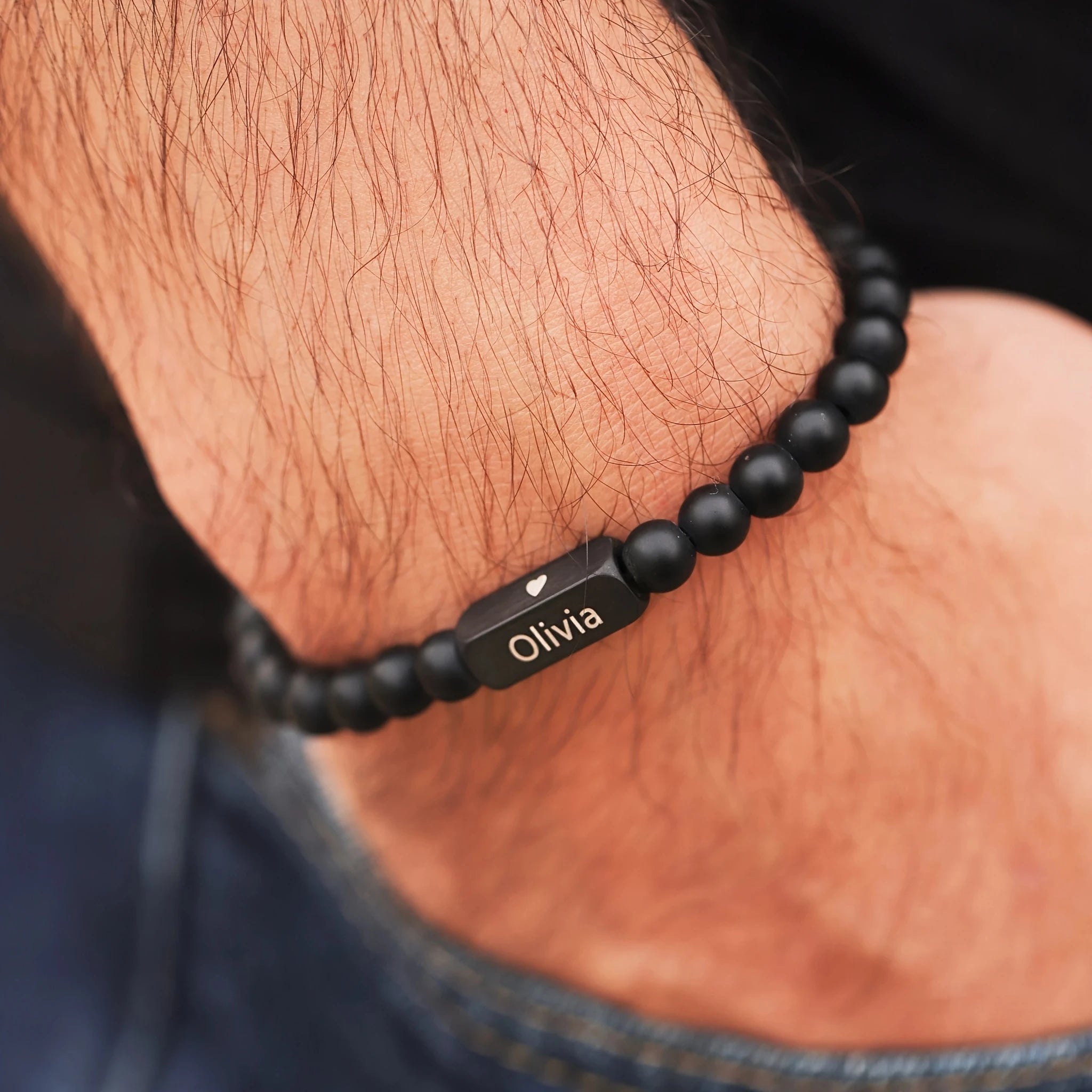 Customized 1-4 Name Men's Bracelet, Ideal Personalized Father's Gift For Father Husband Grandfather, Fashion Male Beads Bracelet