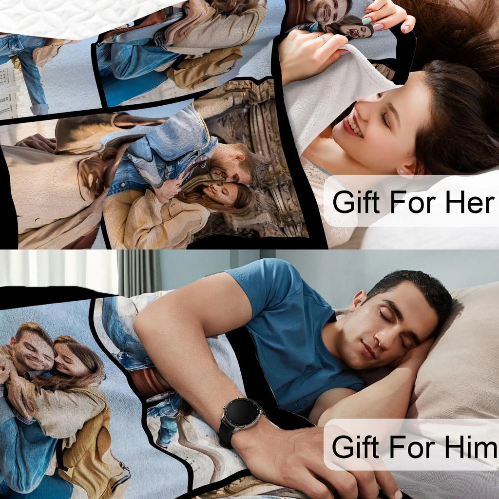 1pc Customized Blanket With Your Family Photo Warm Personalized Blankets for Lover Mom for Mothers' Day Fathers Bithday Gifts