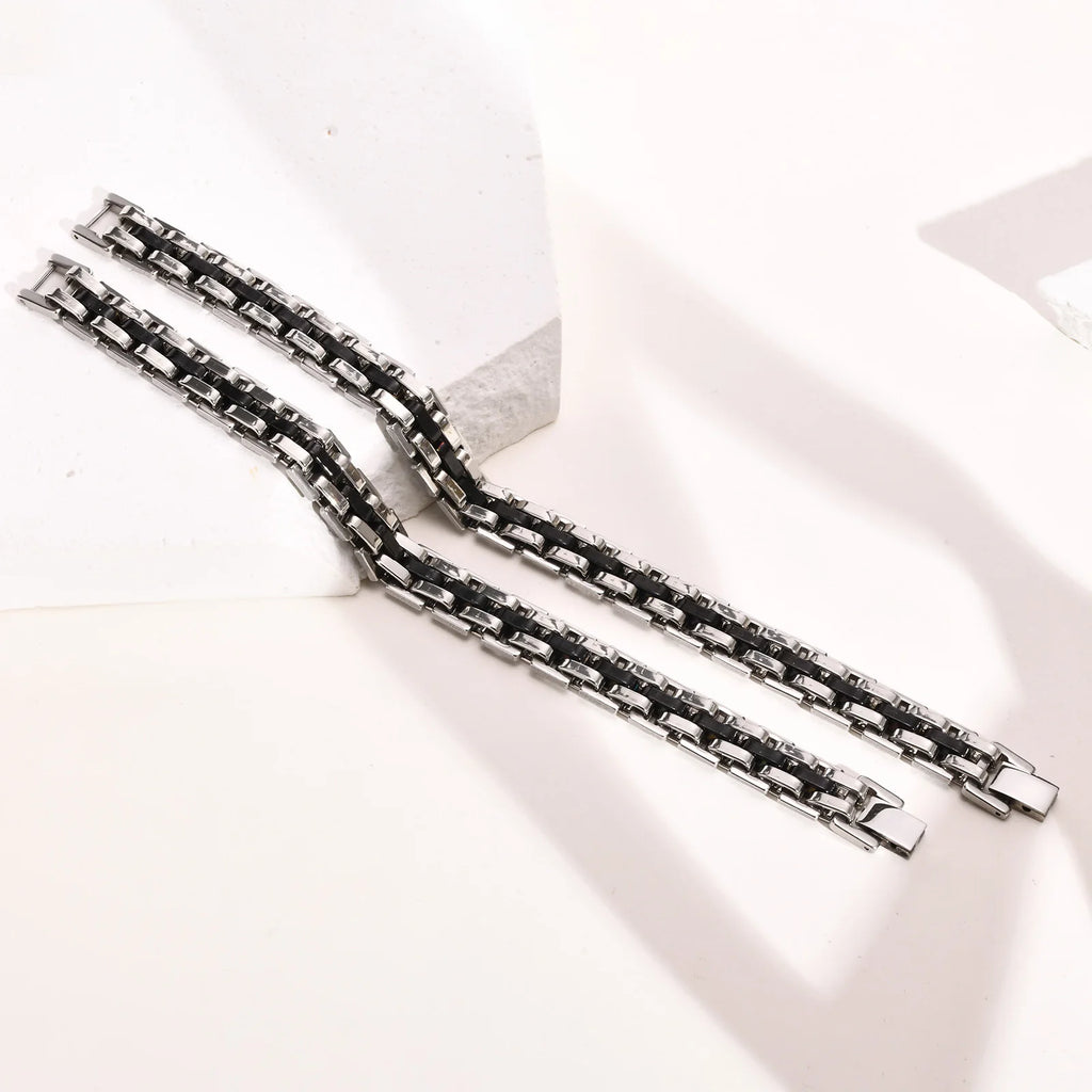 Vnox Stylish Strap Chain Bracelets for Men Gift Jewelry, 10.7MM Wide Stainless Steel Links Wristband, Father's Day Gift Dad