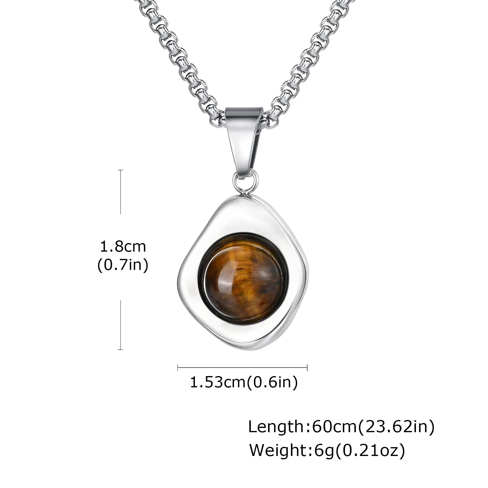 Trendy Pendant Necklaces for Men,Square Natural Stone Stainless Steel Necklaces,Hip Hop Healing Jewelry Gifts for Husband Dad