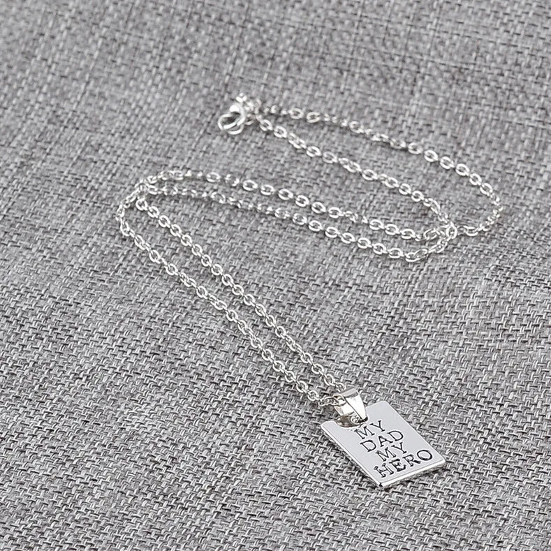 1pc "My Dad My Hero" Pendant Necklace Father's Day Gift Sentimental Keepsake Jewelry for Men