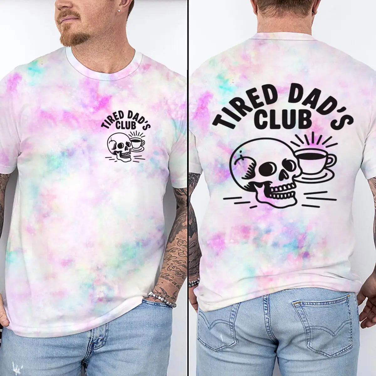 Men Creative Printing Short Sleeve Father's Day Gifts Casual Tops Mens Clothing Tired Dads Club Shirt Tired Dads Club T-shirts