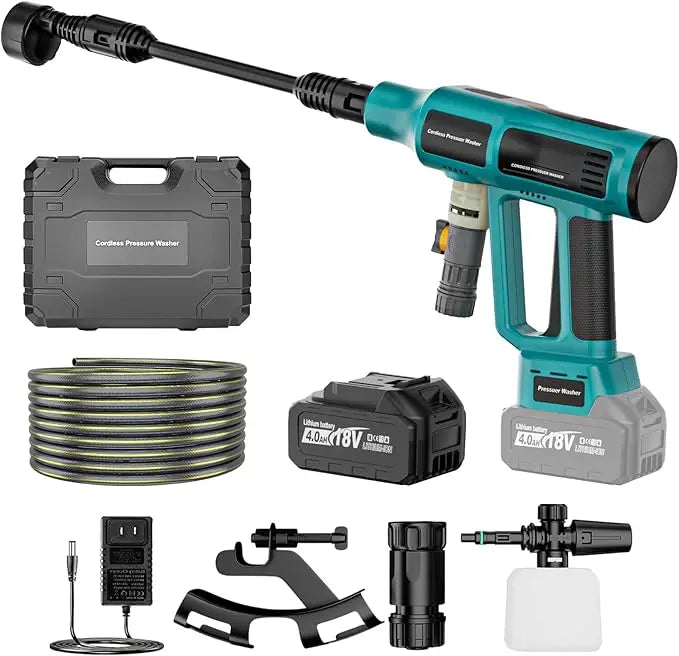 Cordless Pressure Washer, 6-in-1 Nozzle Battery Powered Pressure Washer, 700PIS Handheld Portable Power Washer with 4.0Ah Battery & Charger for Car