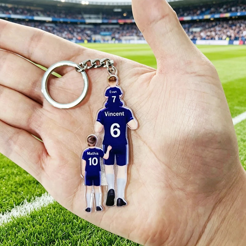 Custom Football Team Pendant Keychain Custom Football Player Team Name Number Personalized Custom Father's Day Keychain Dad Gift