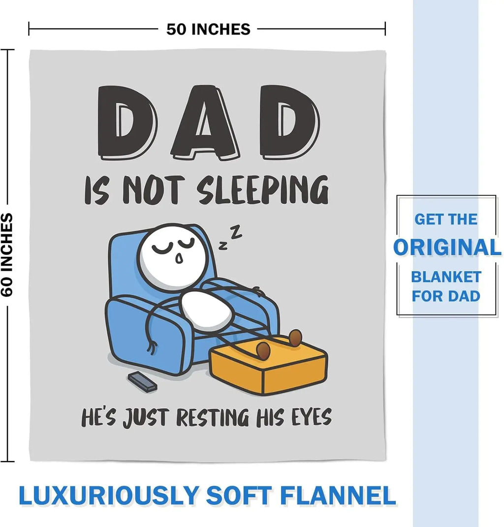 Dad Is Not Sleeping He's Just Resting His Eyes Funny Fleece Blanket Gift for Father Dad Joke Throw Home Decor Cozy Bedding
