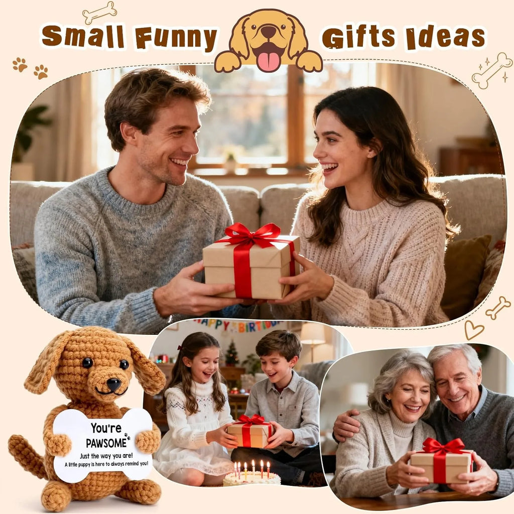 New Handmade Crochet Doll for Mom Dad Knitted Dog Positive Animal Dolls Birthday Fathers Mothers Day Custom Collectible Gift