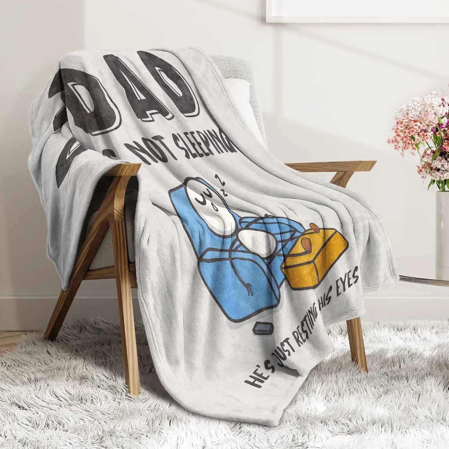 Dad Is Not Sleeping He's Just Resting His Eyes Funny Fleece Blanket Gift for Father Dad Joke Throw Home Decor Cozy Bedding