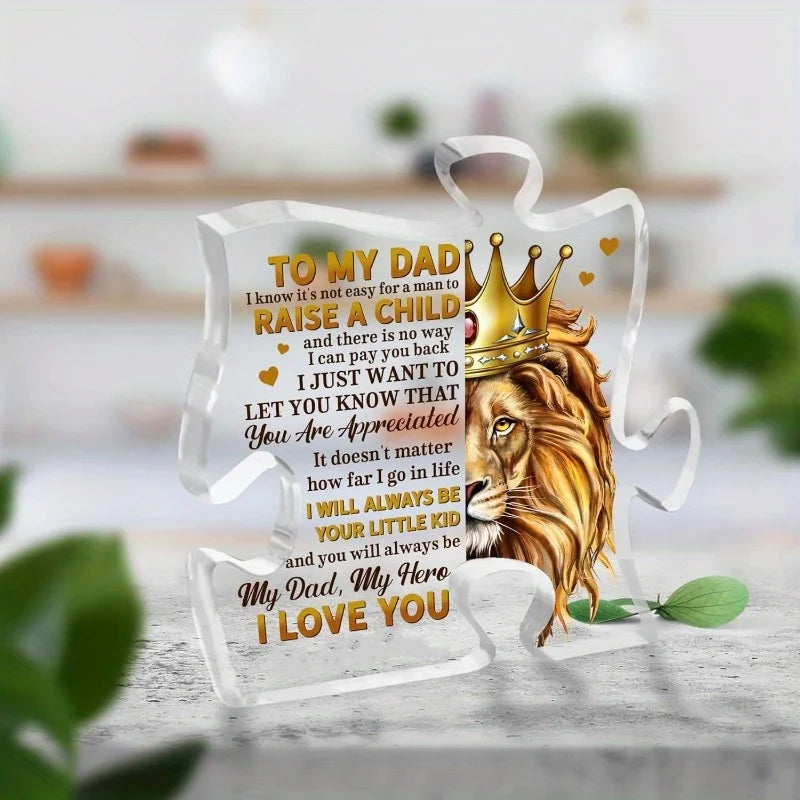Personalized Dad Keepsake: Puzzle Acrylic Sign (Daughter/Son). Thank You Gift – Father’s Day (Grandpa/Stepdad/Father-in-law).