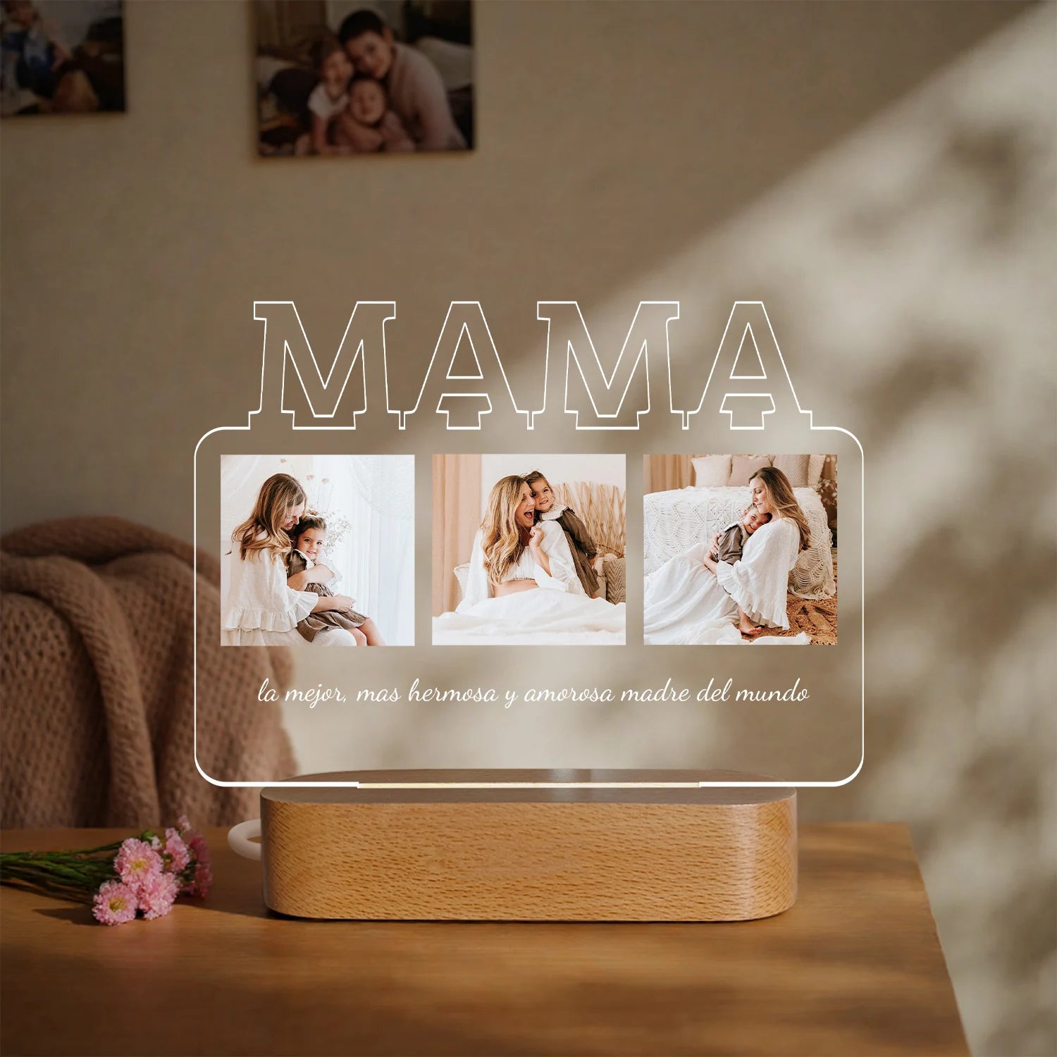Personalized Photo Text Acrylic Night Light Custom Bedside Lamp with Message Unique Mother's Day Birthday Gift for Mom ﻿