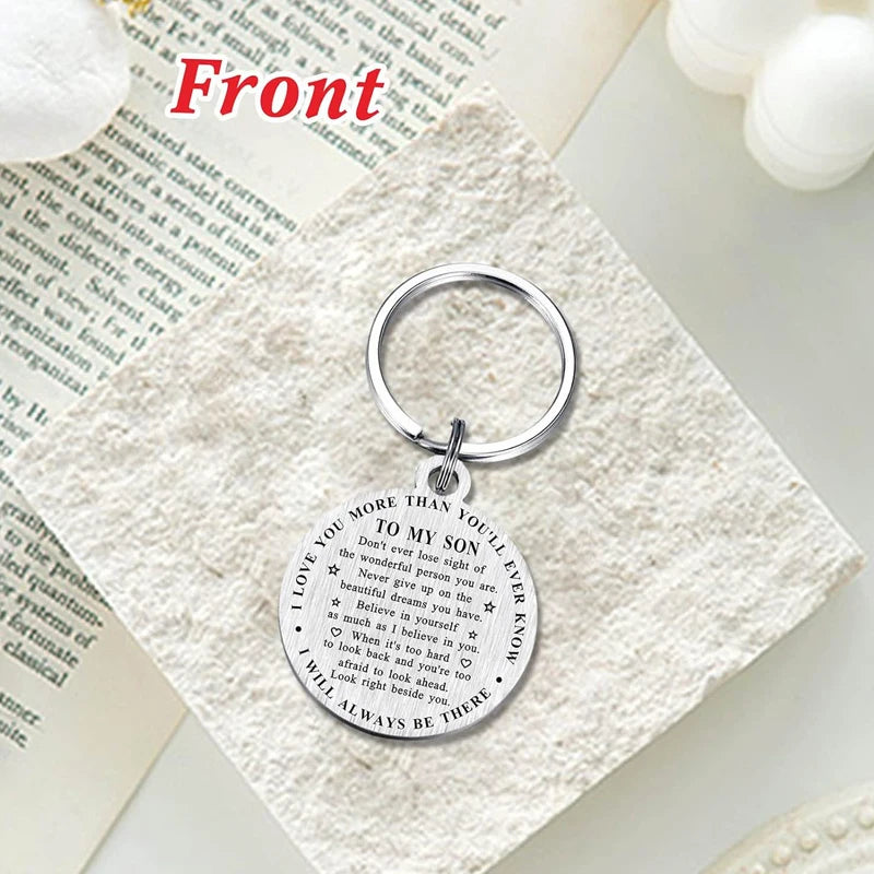 Inspirational Son Keychain - To My Son Gifts from Mom Dad  - Unique Gifts for Graduation Birthday Christmas Back to School