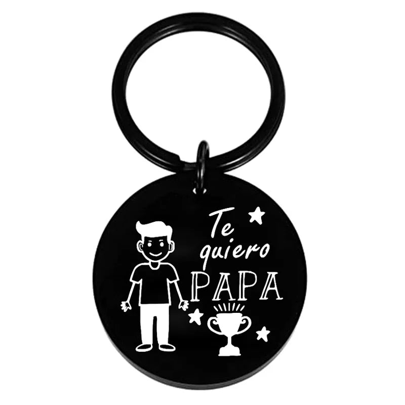 Te Quiero PAPA Spain I Love You Father's Day Birthday Gift Dad KeyChain Ring Stainless Steel Jewelry Accessories Fashion Pendant