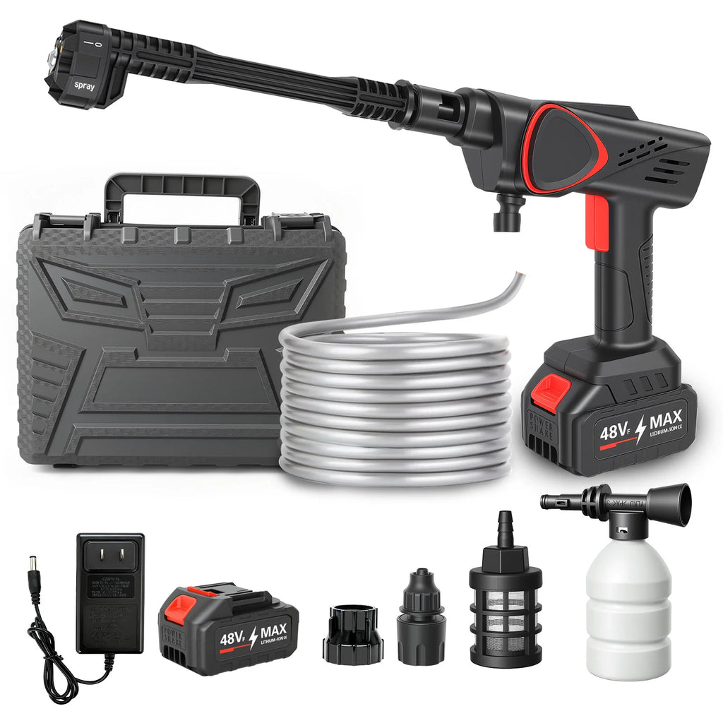 21V Portable Cordless Pressure Washer G970PSI Handheld High-Pressure Car Wash Water Gun 6-in-1 Adjustable Nozzle 4.0Ah Battery