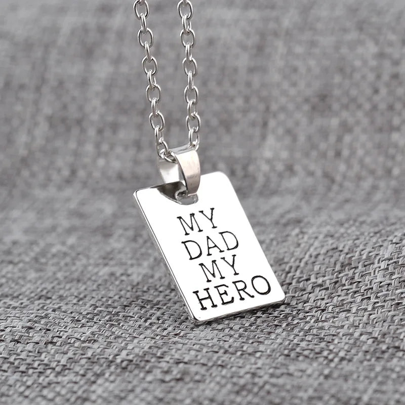 1pc "My Dad My Hero" Pendant Necklace Father's Day Gift Sentimental Keepsake Jewelry for Men