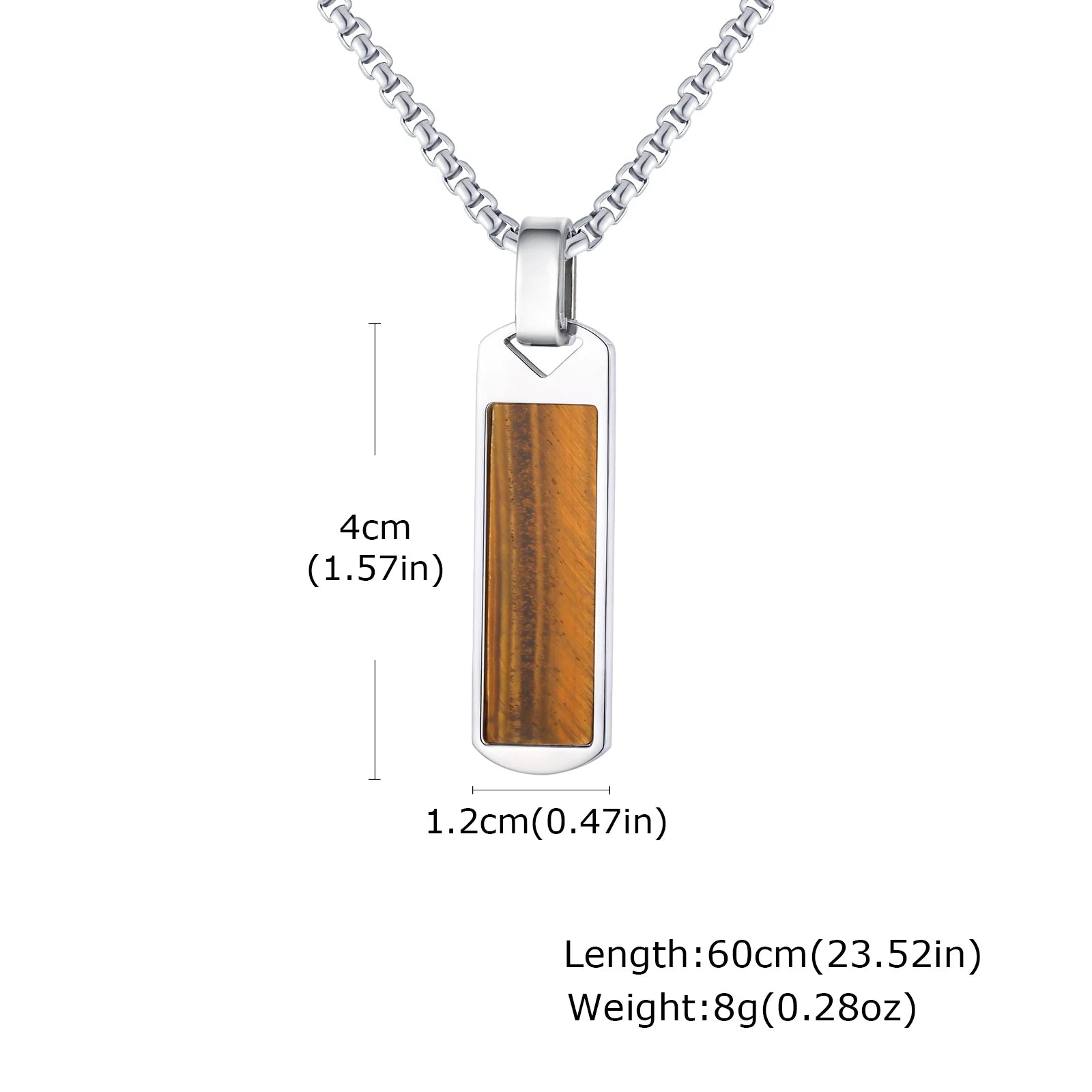 Trendy Pendant Necklaces for Men,Square Natural Stone Stainless Steel Necklaces,Hip Hop Healing Jewelry Gifts for Husband Dad