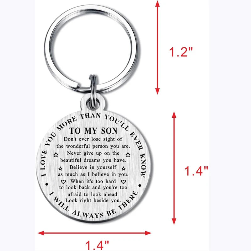 Inspirational Son Keychain - To My Son Gifts from Mom Dad  - Unique Gifts for Graduation Birthday Christmas Back to School