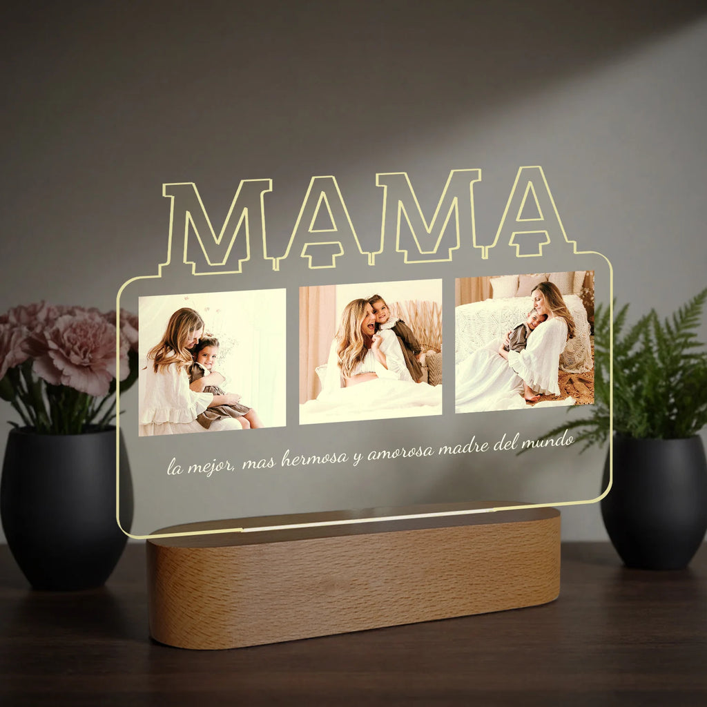 Personalized Photo Text Acrylic Night Light Custom Bedside Lamp with Message Unique Mother's Day Birthday Gift for Mom ﻿