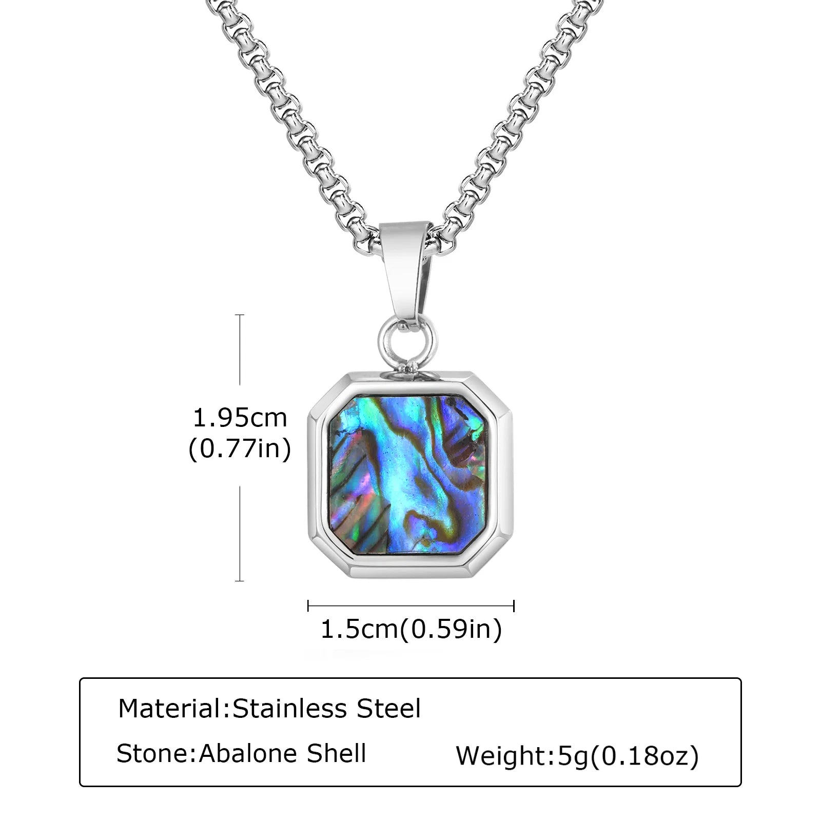 Trendy Pendant Necklaces for Men,Square Natural Stone Stainless Steel Necklaces,Hip Hop Healing Jewelry Gifts for Husband Dad