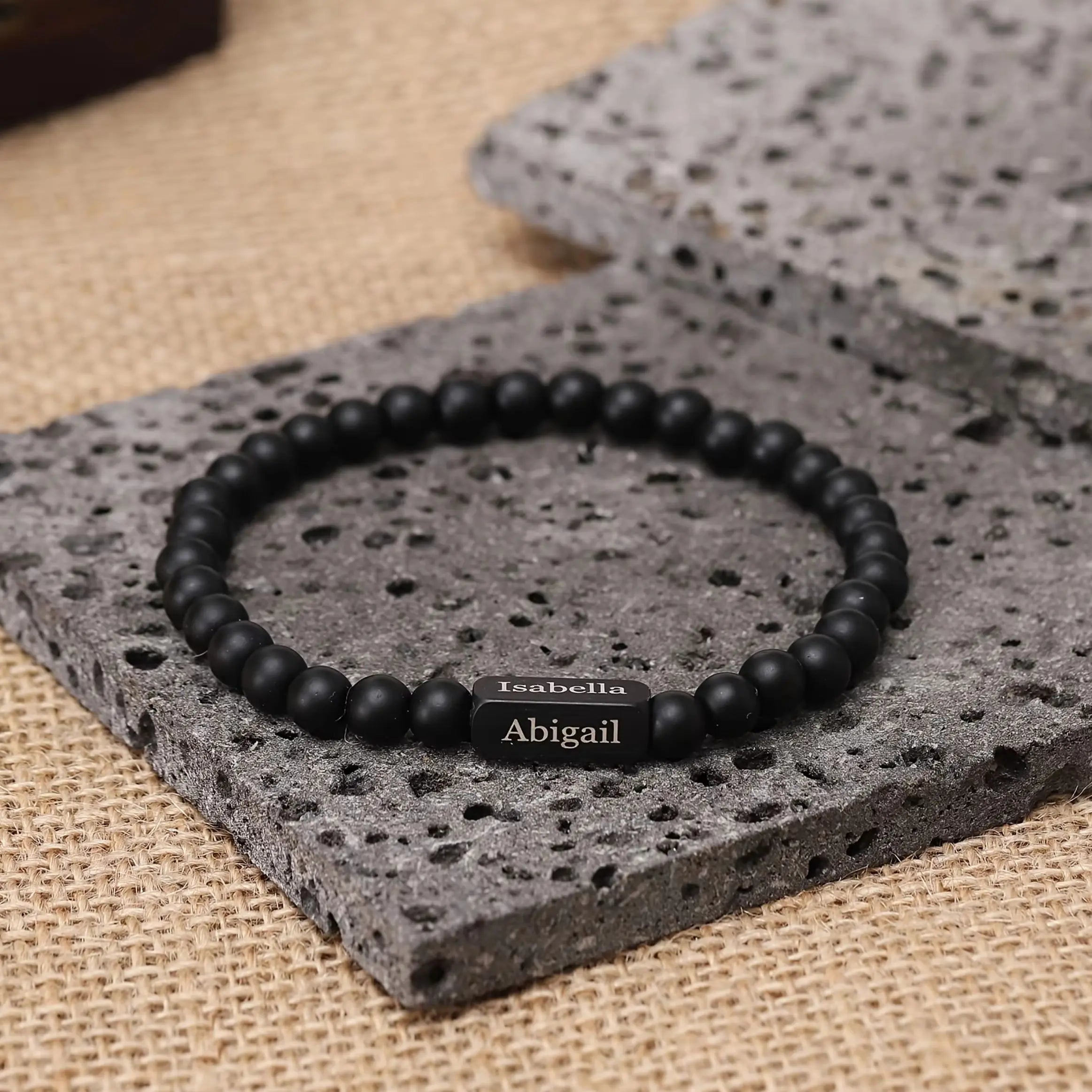 Customized 1-4 Name Men's Bracelet, Ideal Personalized Father's Gift For Father Husband Grandfather, Fashion Male Beads Bracelet