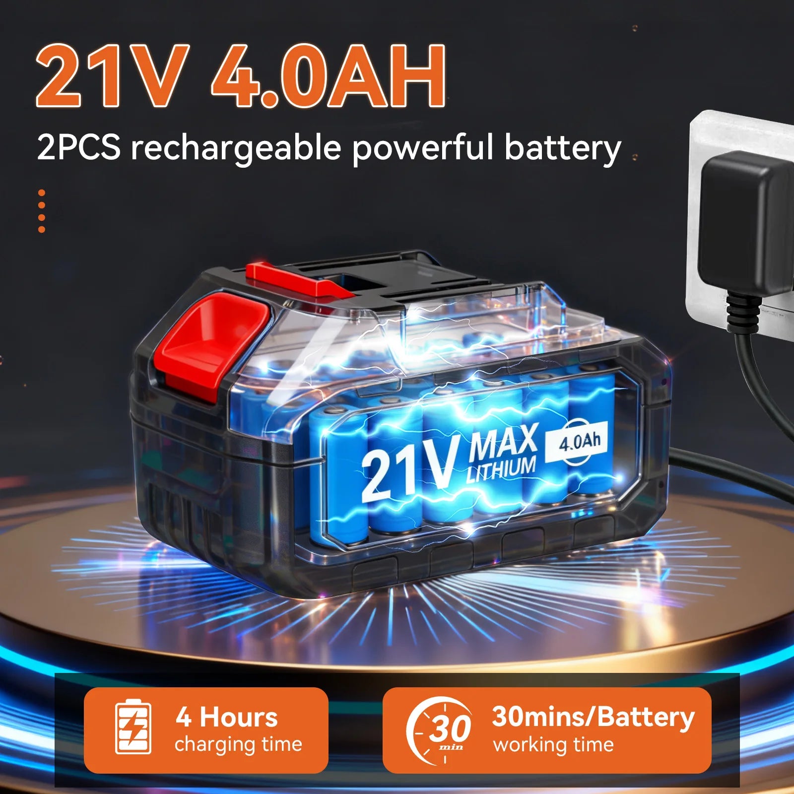 300W Cordless High Pressure Washer Electric 500PSI Portable Car Washer with 21V 4.0 Ah Battery 16.40 ft Hose for Cars Fences