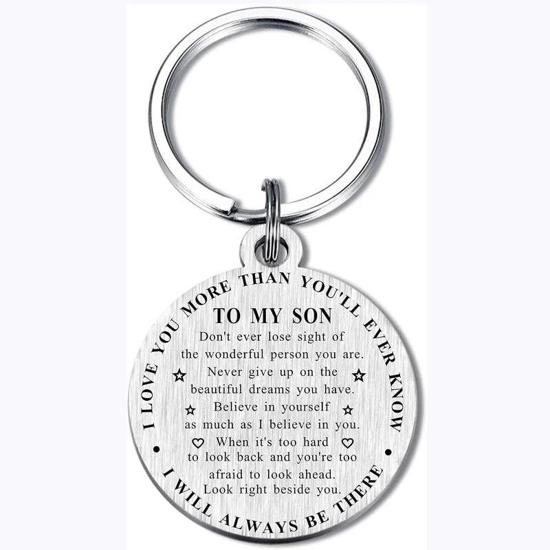 Inspirational Son Keychain - To My Son Gifts from Mom Dad  - Unique Gifts for Graduation Birthday Christmas Back to School