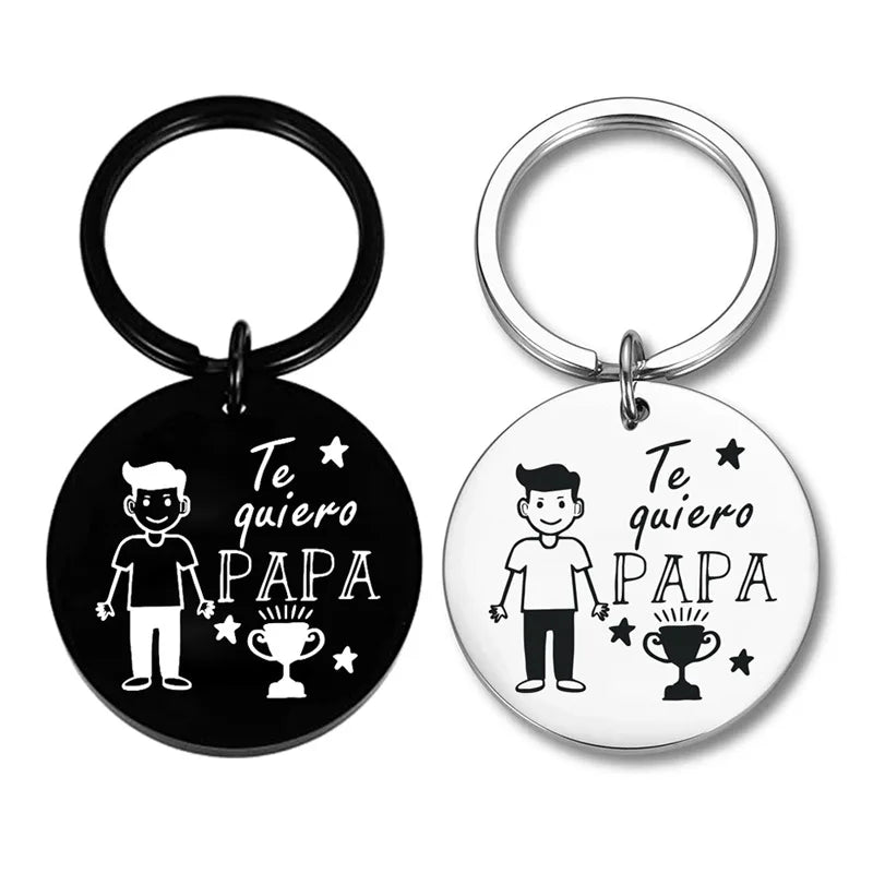 Te Quiero PAPA Spain I Love You Father's Day Birthday Gift Dad KeyChain Ring Stainless Steel Jewelry Accessories Fashion Pendant