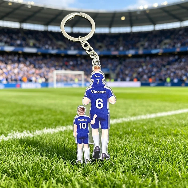 Custom Football Team Pendant Keychain Custom Football Player Team Name Number Personalized Custom Father's Day Keychain Dad Gift