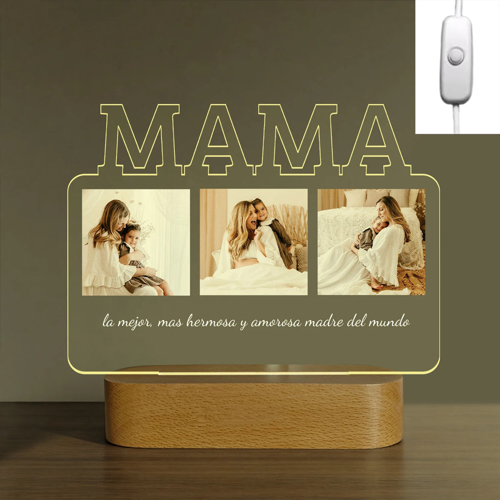 Personalized Photo Text Acrylic Night Light Custom Bedside Lamp with Message Unique Mother's Day Birthday Gift for Mom ﻿
